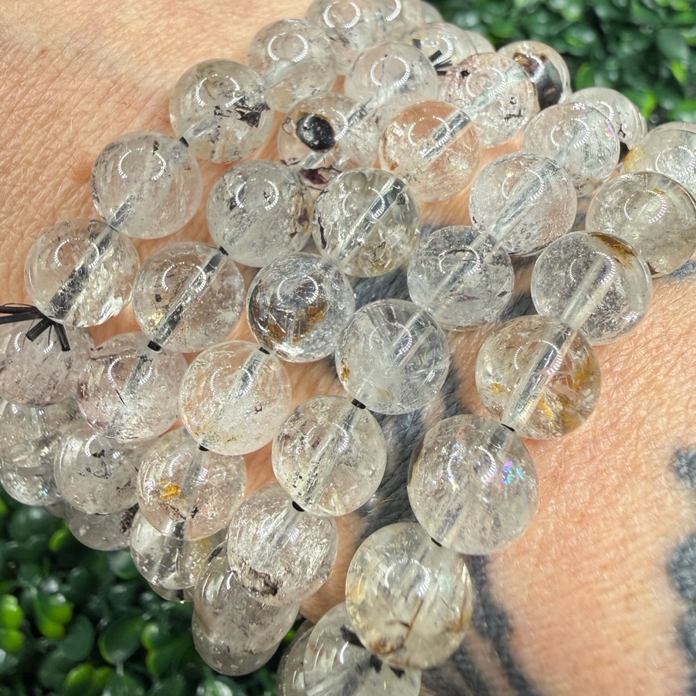 10mm Polished Herkimer Diamond Beaded Bracelet - Picture 5 of 8